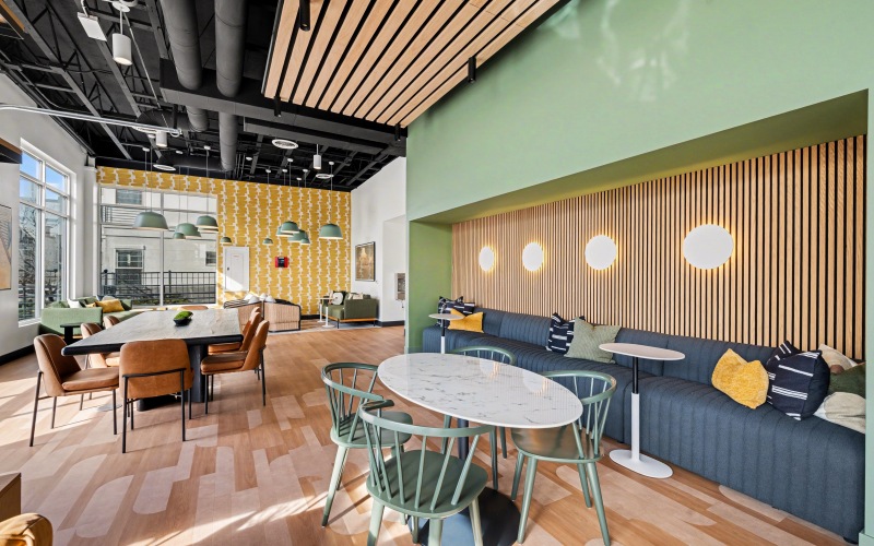 Renovated club room with ample seating 