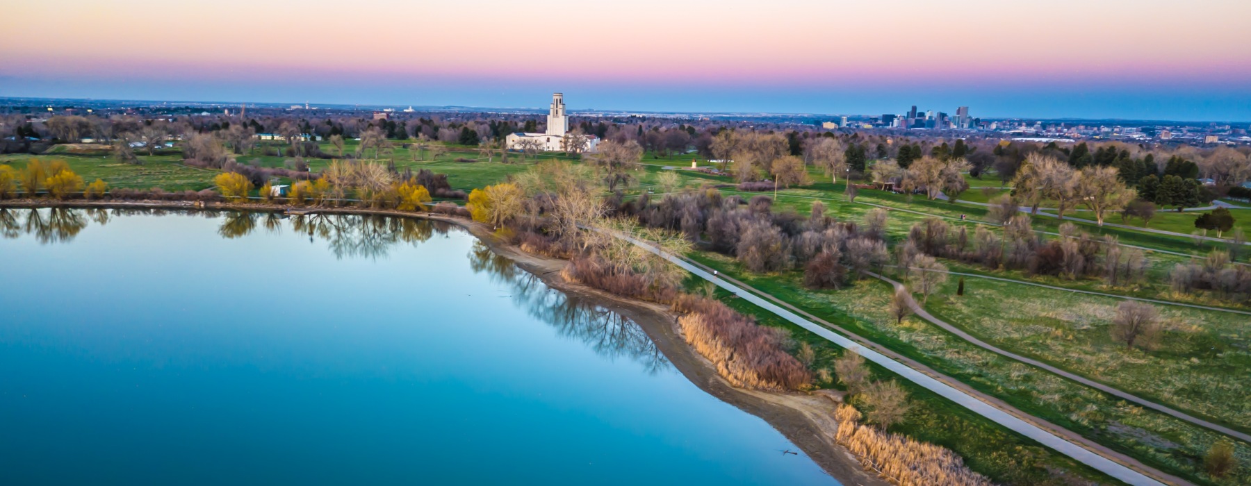 Arvada lake at sunset 