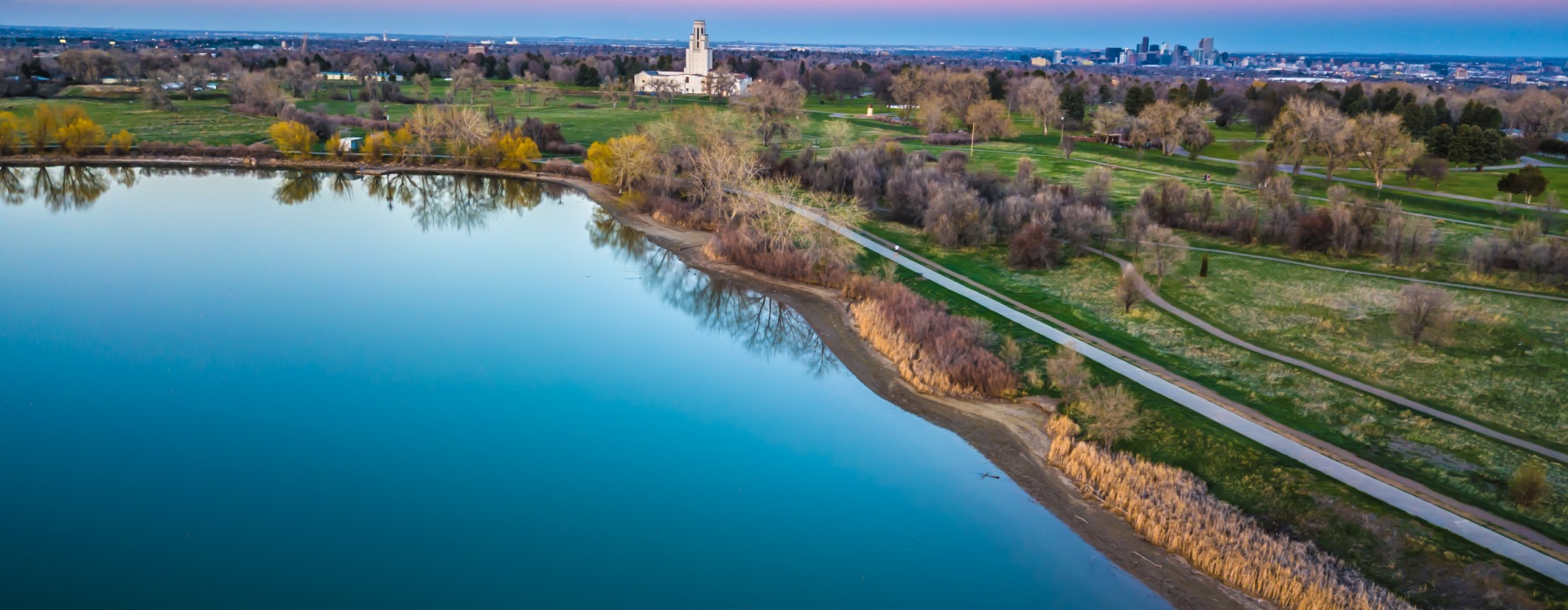 Arvada lake at sunset 