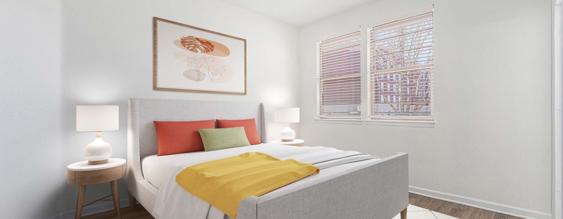 Master bedroom with king size bed and natural light
