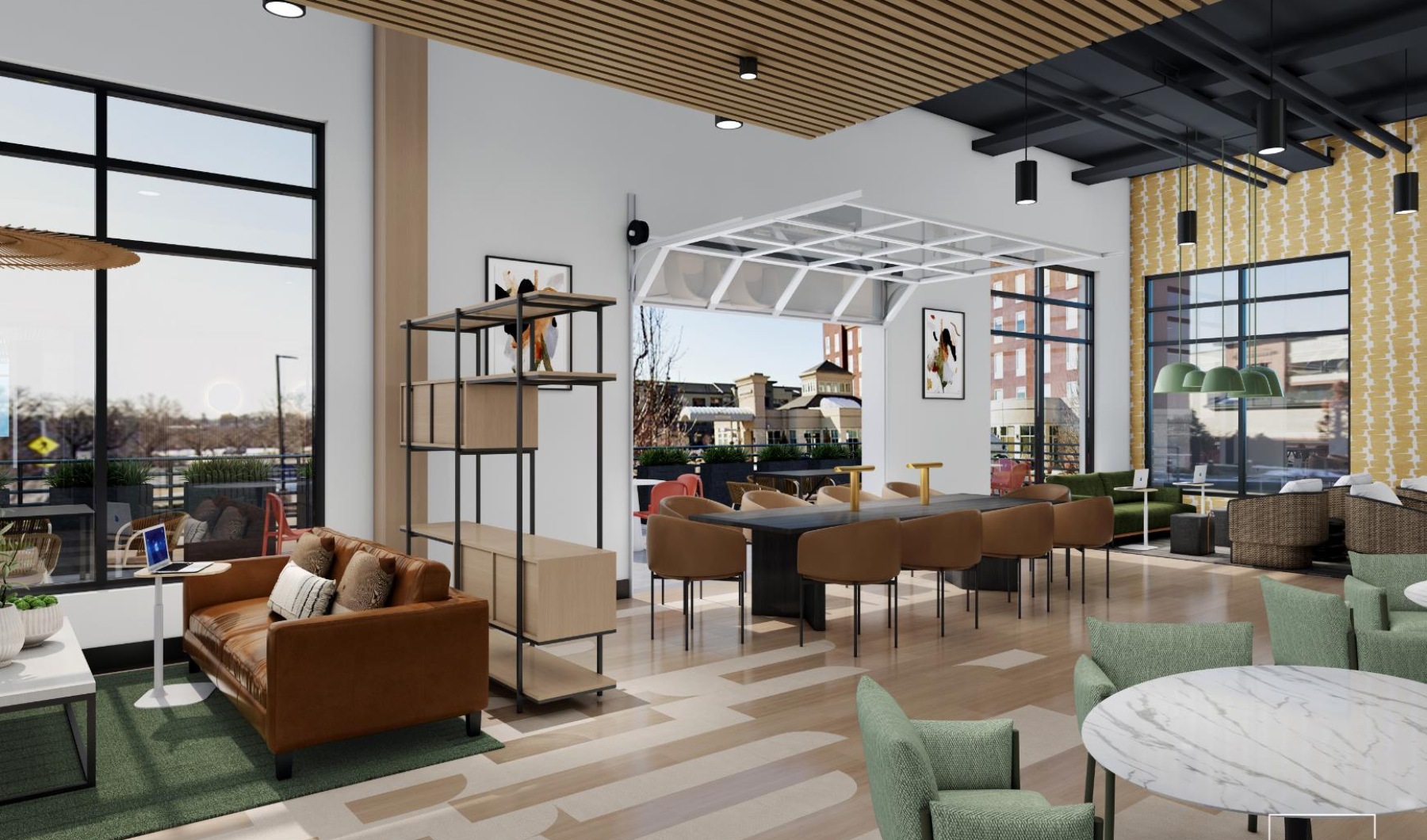 Gorgeous renovated clubroom coming soon! Clubroom with comfortable seating and co-working spaces